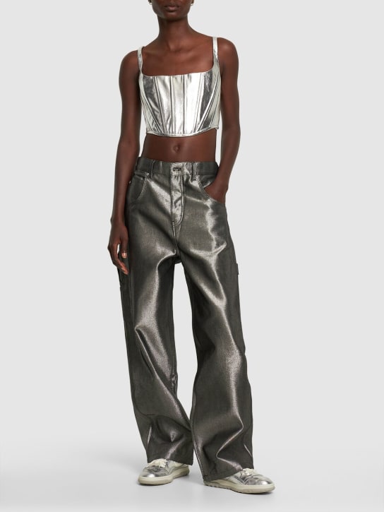Marc Jacobs: Leather bustier - Silver - women_1 | Luisa Via Roma