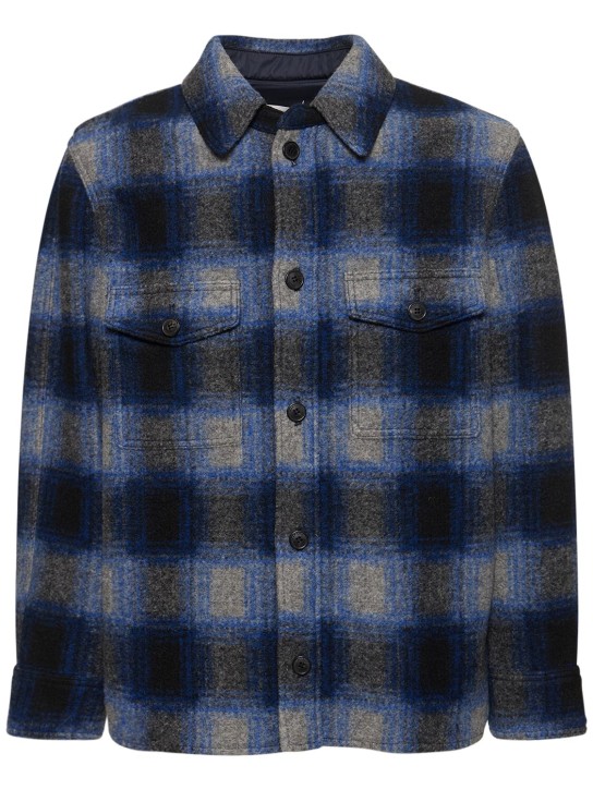 Marant: Checked wool blend jacket - Navy - men_0 | Luisa Via Roma
