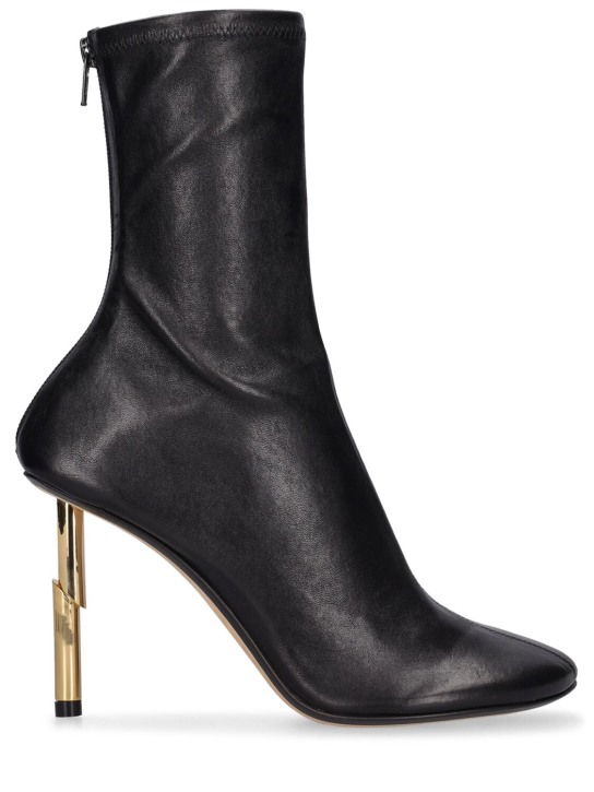 Lanvin: 95mm Sequence stretch leather boots - Siyah - women_0 | Luisa Via Roma