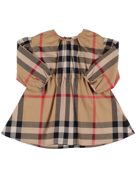 Burberry: Check print cotton dress - Beige - kids-girls_0 | Luisa Via Roma
