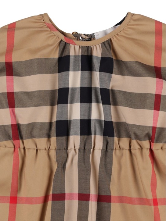 Burberry: Robe en coton à carreaux - Beige - kids-girls_1 | Luisa Via Roma