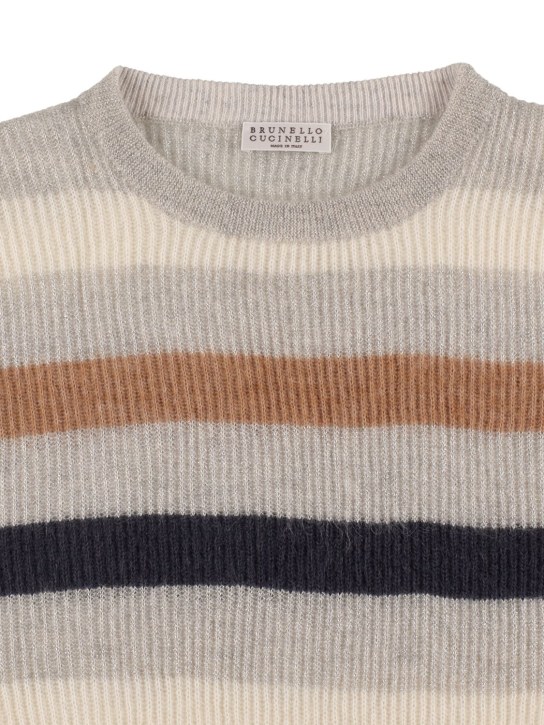 Brunello Cucinelli: Lurex striped mohair blend sweater - Multicolor - kids-girls_1 | Luisa Via Roma