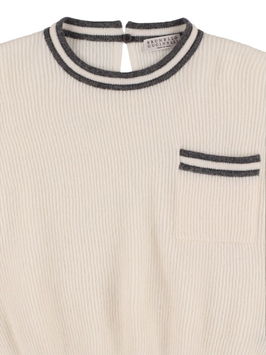 Brunello Cucinelli: Ribbed alpaca & cotton sweater - Weiß - kids-girls_1 | Luisa Via Roma