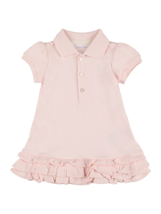 Polo Ralph Lauren: Cotton piqué dress & diaper cover - Pink - kids-girls_1 | Luisa Via Roma
