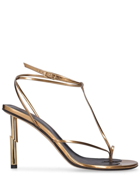 Lanvin: 95mm Sequence metallic leather sandals - Gold - women_0 | Luisa Via Roma