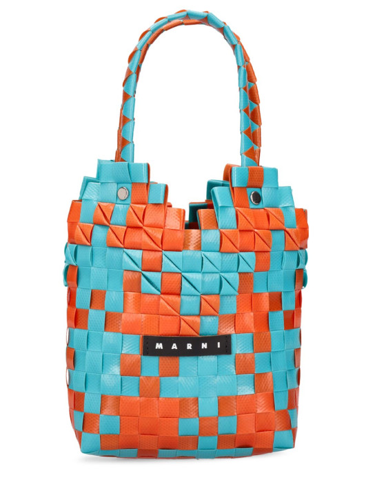 Marni Junior: Heart top check woven handbag w/ logo - Multicolor - kids-girls_0 | Luisa Via Roma