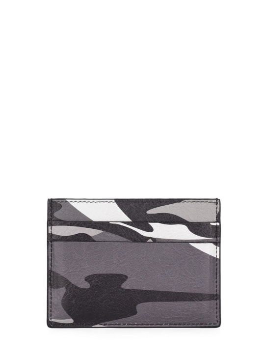 Balenciaga: Camo printed leather card holder - Gri/Beyaz - men_1 | Luisa Via Roma
