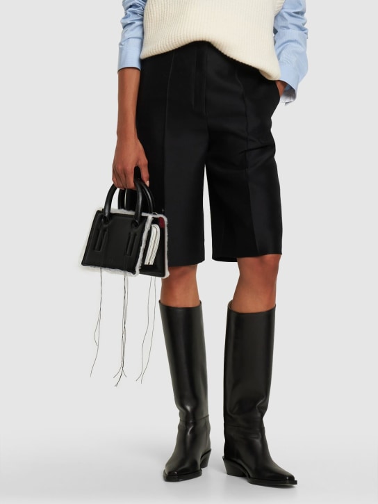 Dentro: Mini Otto safe leather bag with strap - Black - women_1 | Luisa Via Roma