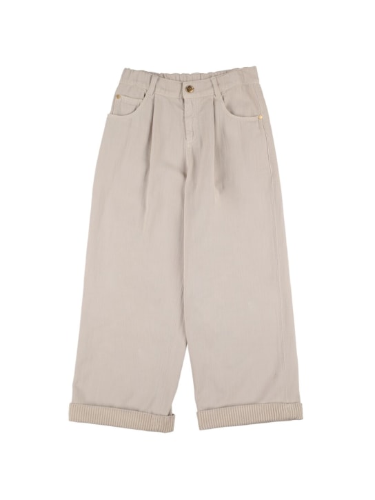 Brunello Cucinelli: コットンデニムジーンズ - ベージュ - kids-girls_0 | Luisa Via Roma
