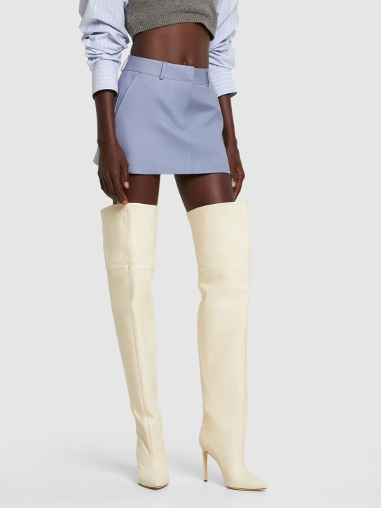 Paris Texas: 105mm Leather over-the-knee boots - Ivory - women_1 | Luisa Via Roma