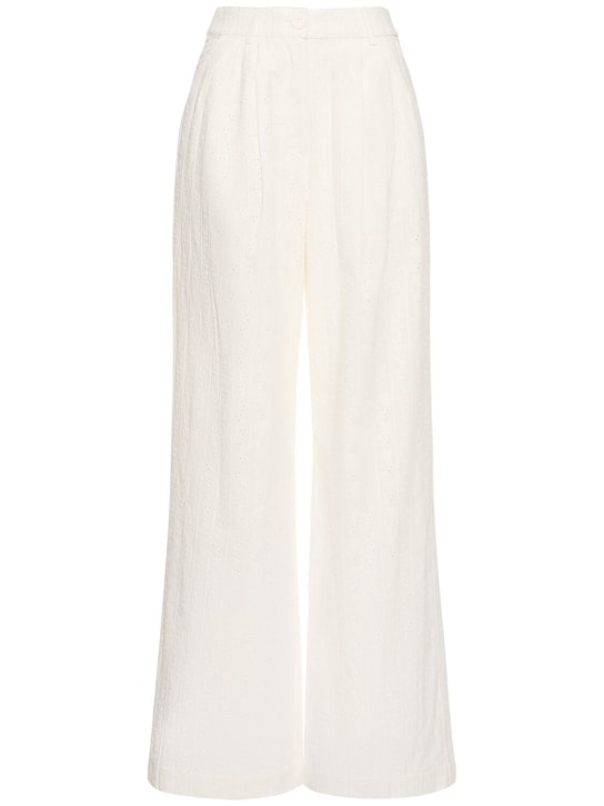 Weworewhat: Pantalon ample en dentelle de coton à œillets - Blanc - women_0 | Luisa Via Roma