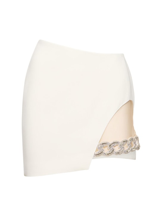 David Koma: Cady asymmetrical mini skirt w/chain - Beyaz - women_0 | Luisa Via Roma