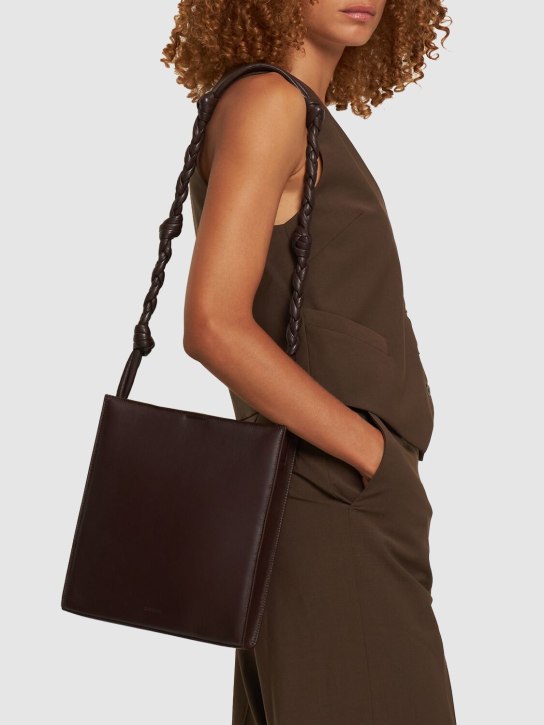 Jil Sander: Medium Tangle padded shoulder bag - Dark Earth - women_1 | Luisa Via Roma