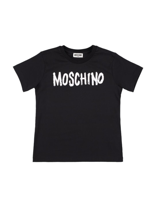Moschino: T-shirt in jersey di cotone stampato - kids-boys_0 | Luisa Via Roma