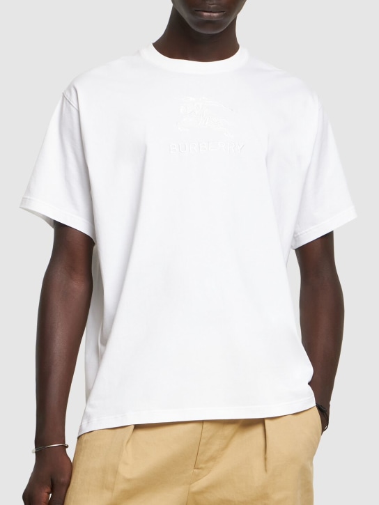Burberry: Tempah embroidered cotton t-shirt - White - men_2 | Luisa Via Roma