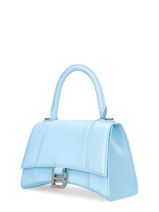 Balenciaga: Small Hourglass leather top handle bag - Deniz mavisi - women_1 | Luisa Via Roma