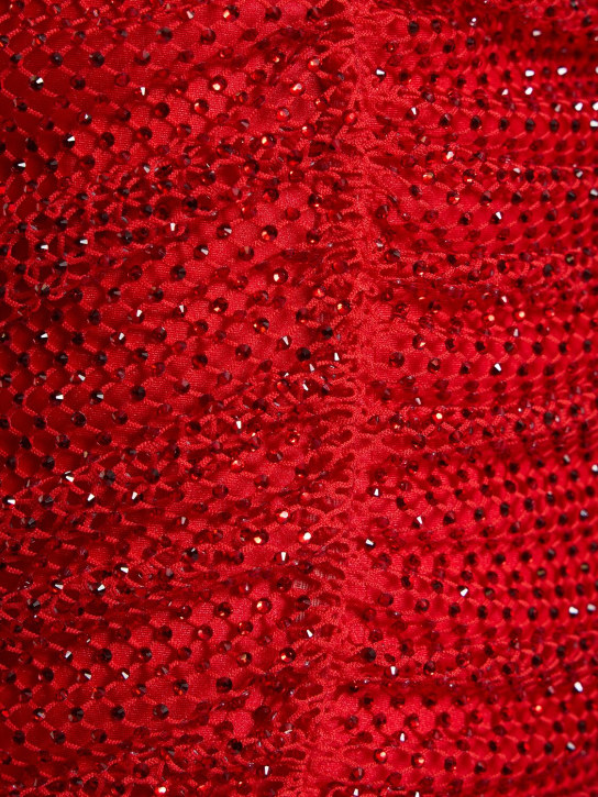 Giuseppe Di Morabito: Embellished embroidered mesh mini skirt - Red - women_1 | Luisa Via Roma