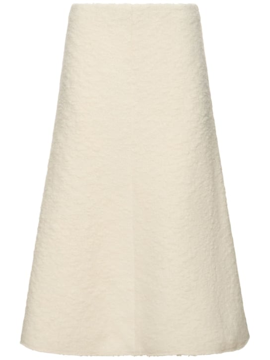 Chloé: Boiled wool blend bouclé midi skirt - Eden White - women_0 | Luisa Via Roma