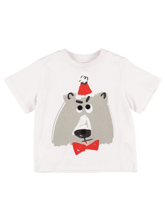 Stella Mccartney Kids: T-shirt en coton biologique avec appliques - Blanc - kids-boys_0 | Luisa Via Roma