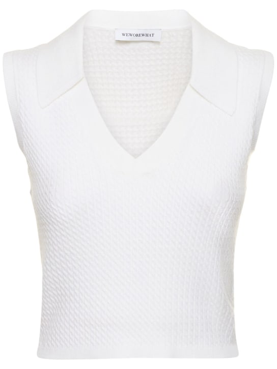 Weworewhat: Polo Tennis con cuello en V - Blanco - women_0 | Luisa Via Roma