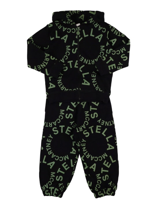 Stella Mccartney Kids: Organic cotton sweatshirt & pants - Schwarz - kids-girls_0 | Luisa Via Roma