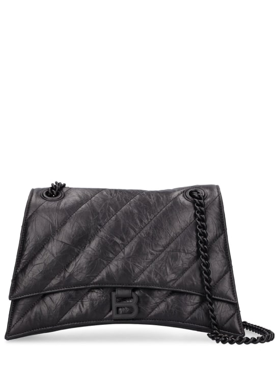 Balenciaga: Medium Crush quilted leather chain bag - Black - women_0 | Luisa Via Roma