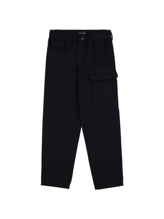 Emporio Armani: Organic cotton cargo pants - Lacivert - kids-boys_0 | Luisa Via Roma