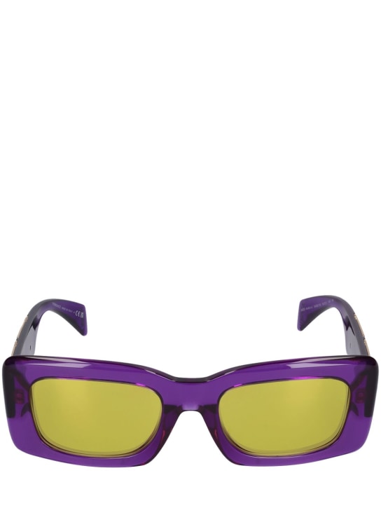 Versace: Greek motif squared acetate sunglasses - women_0 | Luisa Via Roma