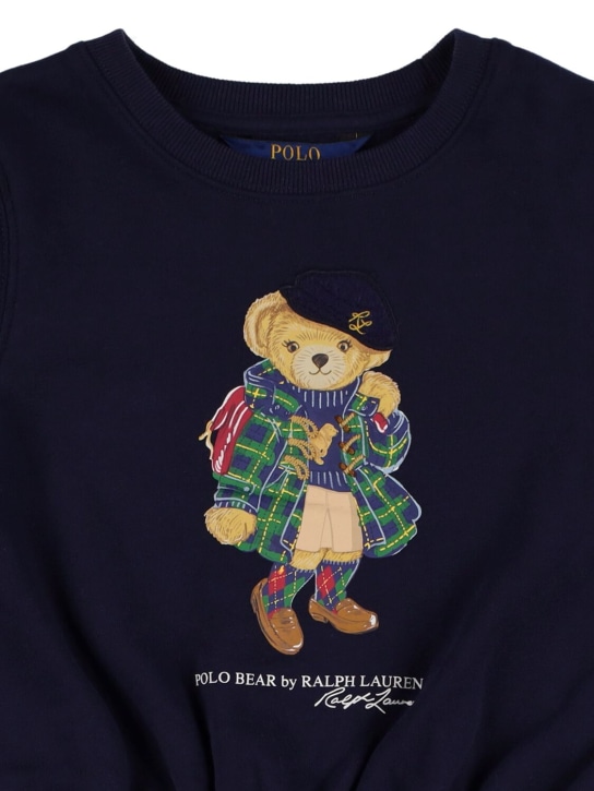 Polo Ralph Lauren: Robe en jersey de coton imprimé ourson - Bleu Marine - kids-girls_1 | Luisa Via Roma
