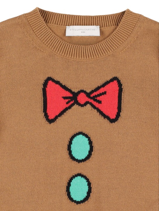 Stella Mccartney Kids: Suéter de punto de algodón orgánico con intarsia - Beige - kids-boys_1 | Luisa Via Roma