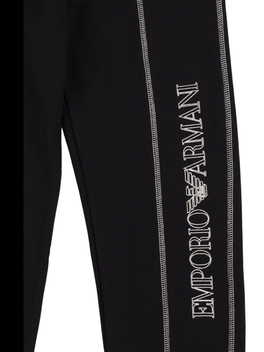 Emporio Armani: Pantalones deportivos de algodón orgánico con logo - Negro - kids-boys_1 | Luisa Via Roma