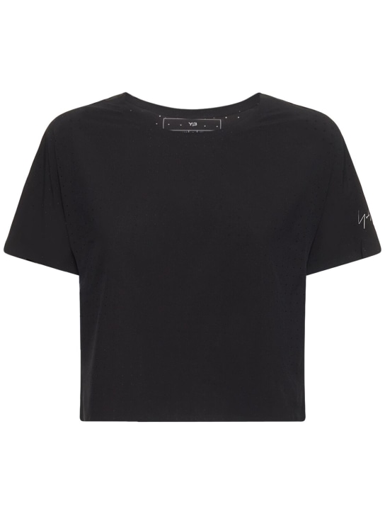 Y-3: Running クロップドTシャツ - ブラック - women_0 | Luisa Via Roma