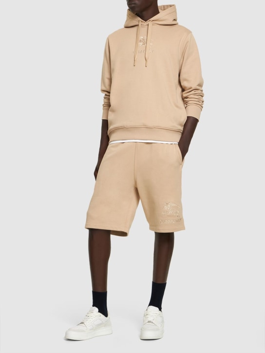 Burberry: Taylor embroidered logo jersey shorts - Soft Fawn - men_1 | Luisa Via Roma