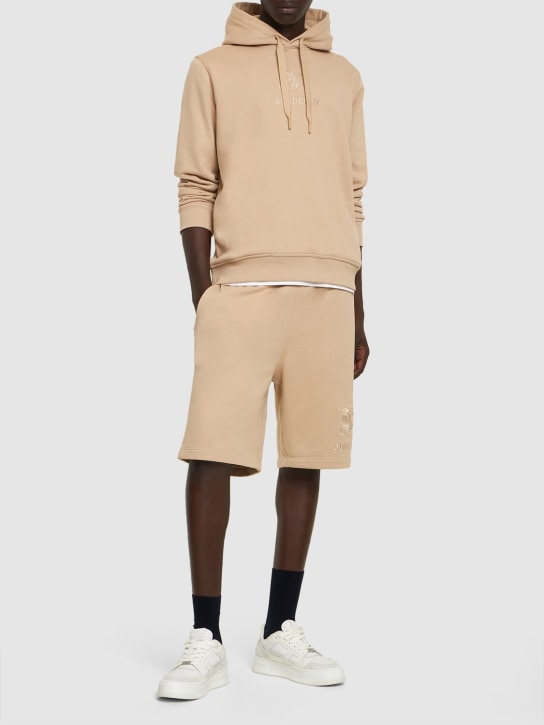 Burberry: Tidan embroidered cotton jersey hoodie - Soft Fawn - men_1 | Luisa Via Roma