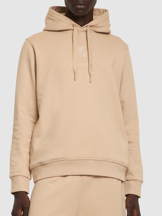 Burberry: Tidan embroidered cotton jersey hoodie - Soft Fawn - men_2 | Luisa Via Roma