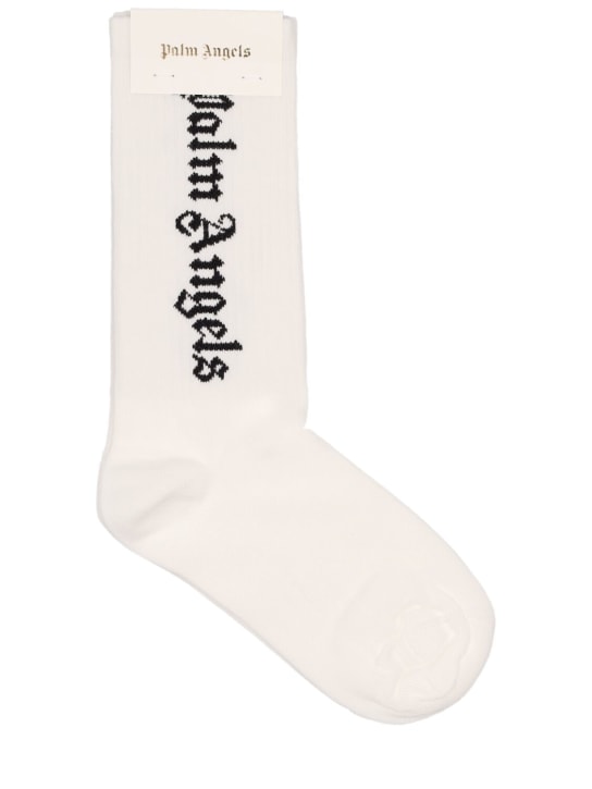 Palm Angels: Socken aus Baumwollmischung mit Logo - Weiß - kids-girls_0 | Luisa Via Roma