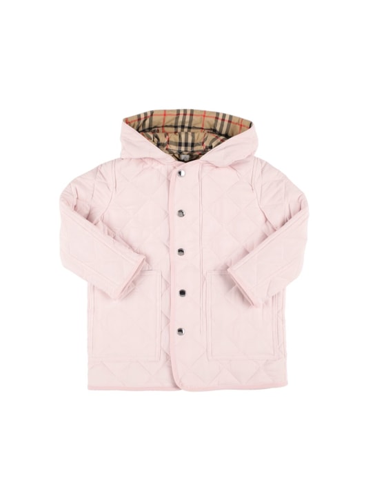 Burberry: Quilted nylon padded long jacket - Pink - kids-girls_0 | Luisa Via Roma