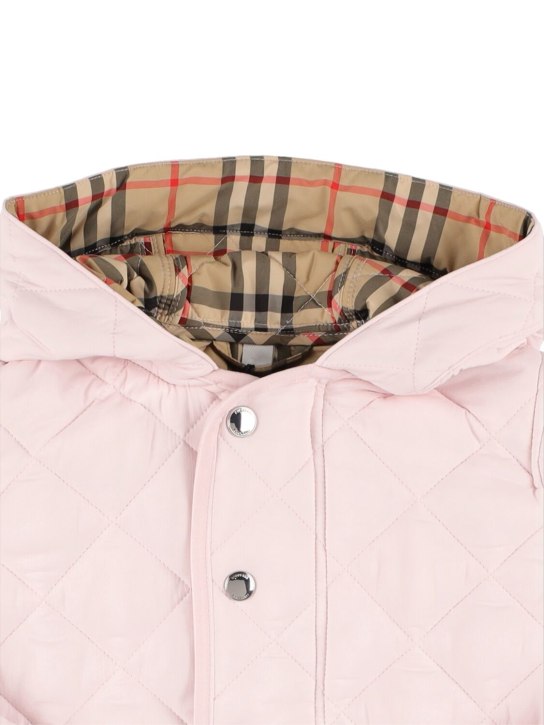 Burberry: Quilted nylon padded long jacket - Pink - kids-girls_1 | Luisa Via Roma