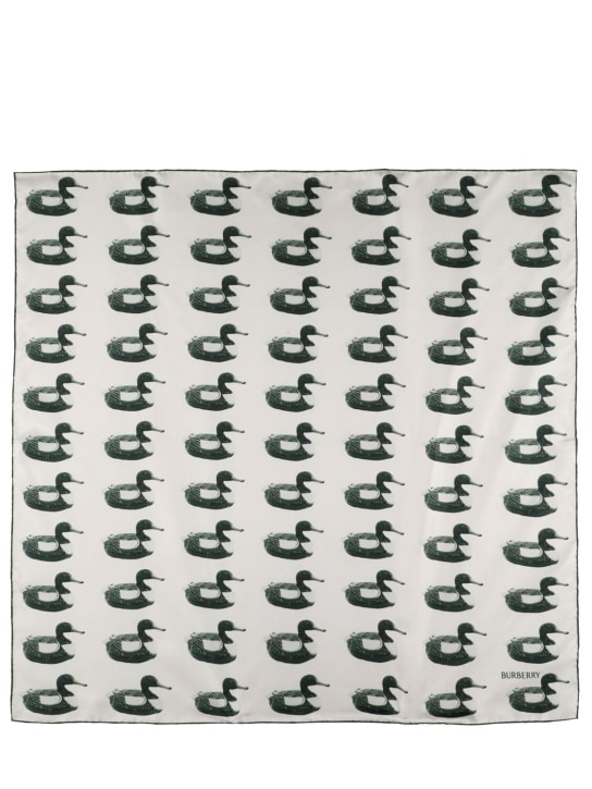 Burberry: Ceramic Ducks printed silk scarf - Vine - women_0 | Luisa Via Roma