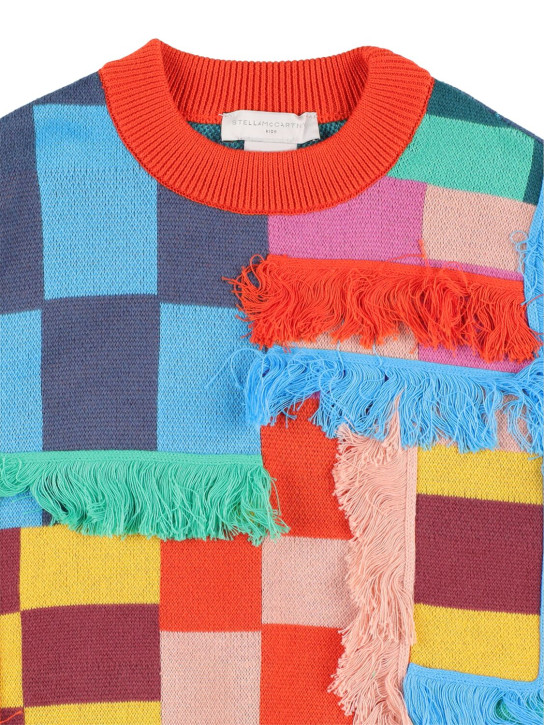 Stella Mccartney Kids: Suéter de punto de algodón colorblock - Multicolor - kids-girls_1 | Luisa Via Roma