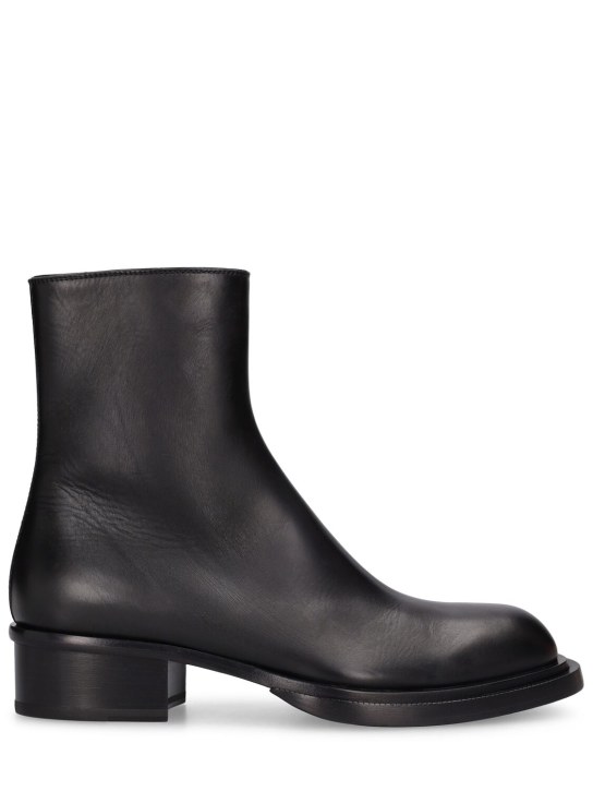 Alexander McQueen: Cuban Stack leather boots - Black - men_0 | Luisa Via Roma
