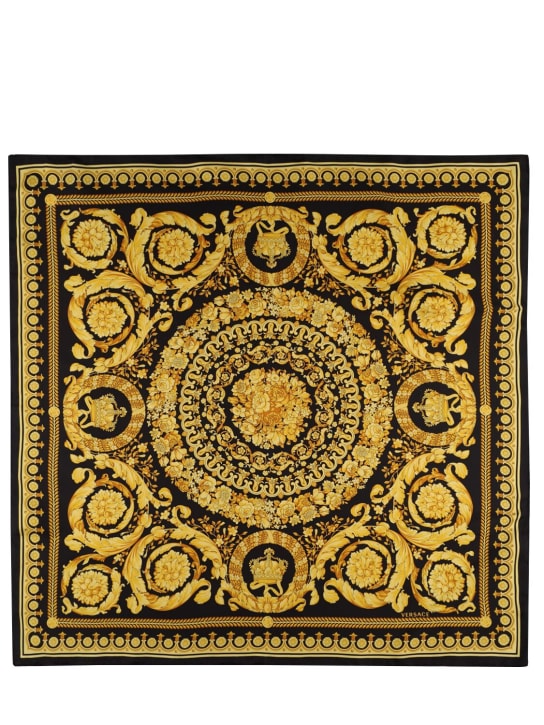 Versace: Printed silk scarf - Black/Gold - women_0 | Luisa Via Roma