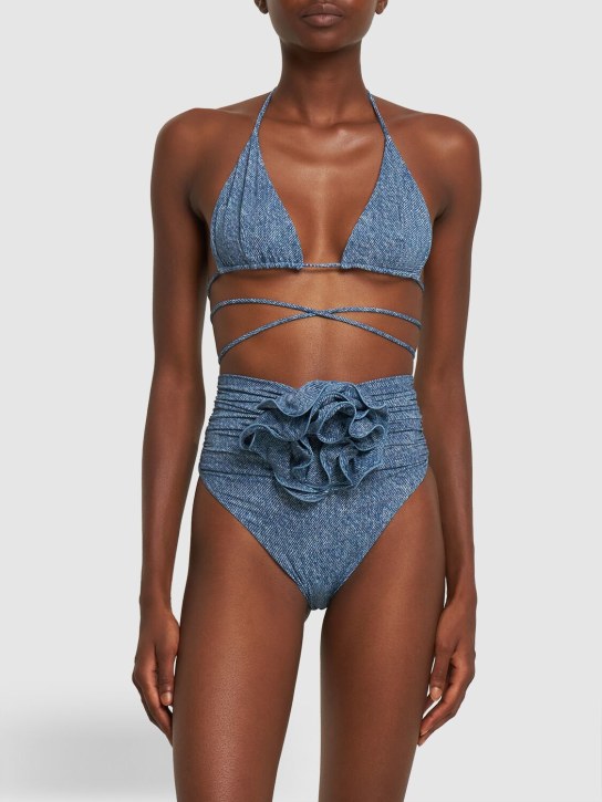 Magda Butrym: Jupe de piscine effet denim détail rose - Bleu - women_1 | Luisa Via Roma