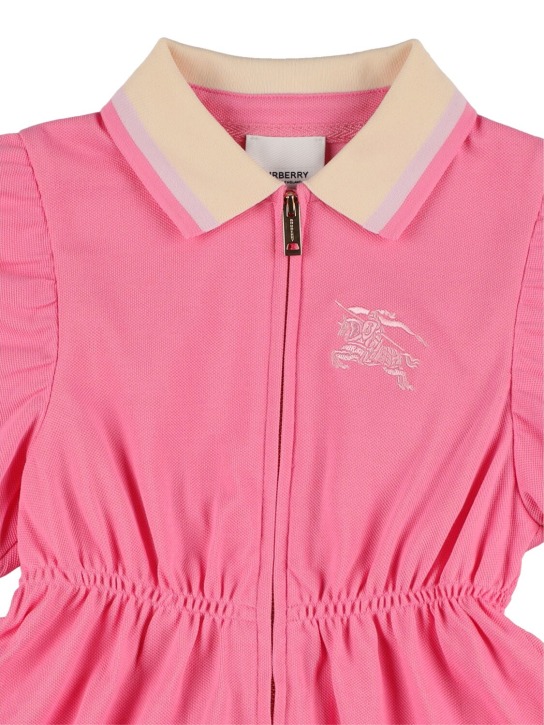 Burberry: Vestito in cotone con ricamo logo - Rosa - kids-girls_1 | Luisa Via Roma
