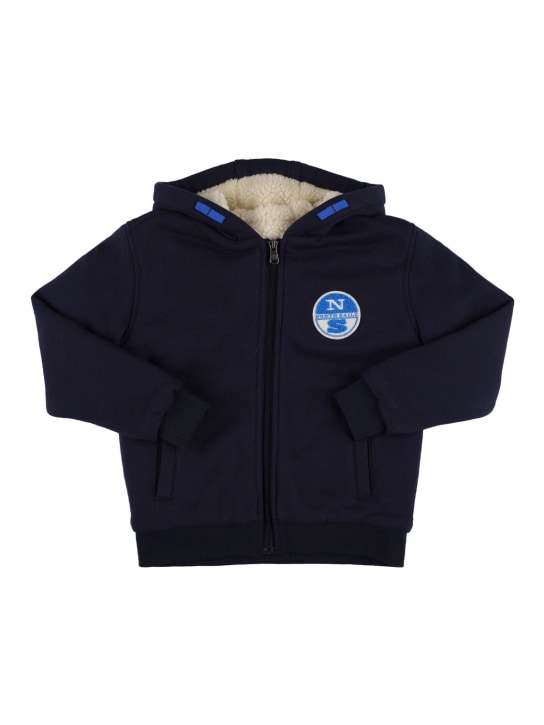 North Sails: Cotton hoodie w/ teddy lining - Navy - kids-boys_0 | Luisa Via Roma