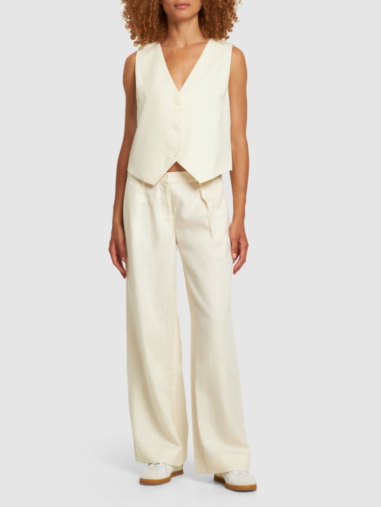 Weworewhat: llen boxy linen blend vest - Ivory - women_1 | Luisa Via Roma
