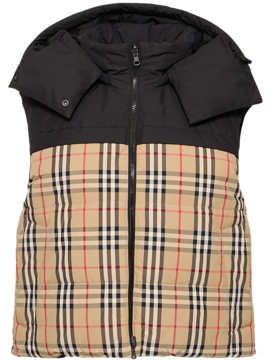 Burberry: Coles Check print hooded padded vest - Archive Beige - women_0 | Luisa Via Roma