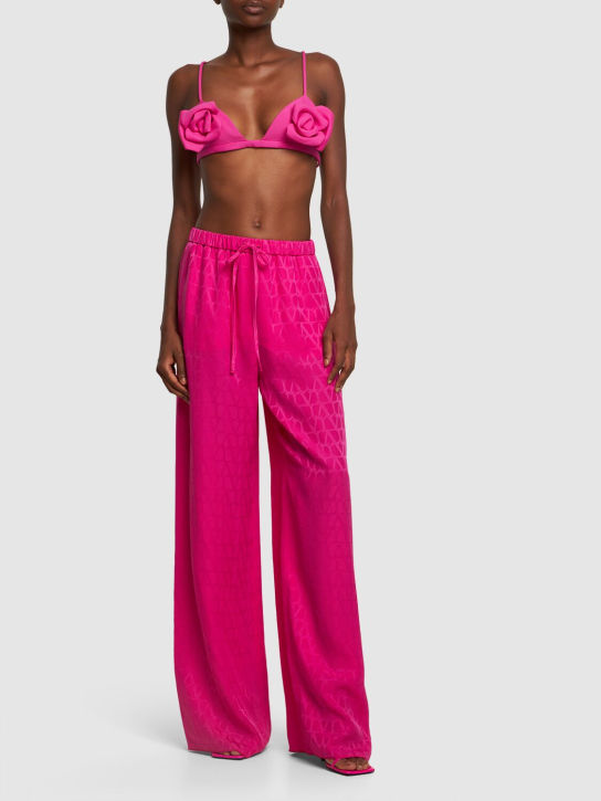 Valentino: 羊毛&真丝绉纱三角形文胸 - Pink - women_1 | Luisa Via Roma