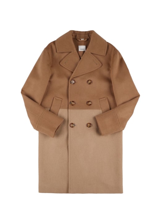 Burberry: Recycled cashmere double breasted coat - Beige - kids-girls_0 | Luisa Via Roma