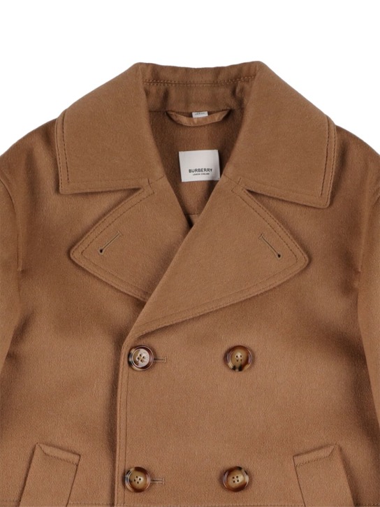 Burberry: Recycled cashmere double breasted coat - Beige - kids-girls_1 | Luisa Via Roma